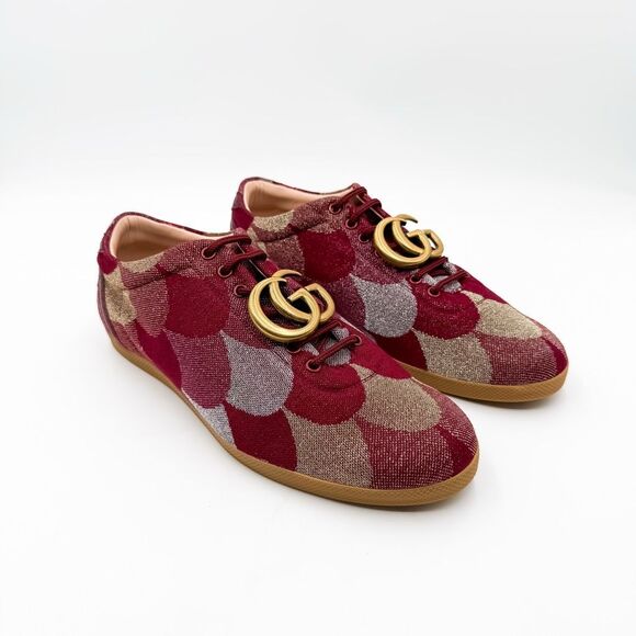 Gucci GG Sneakers Lurex Fabric Metallic Tennis Shoes US Men’s 11.5 New - Picture 1 of 9